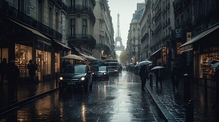 Fototapeta na wymiar Paris in rainy day 