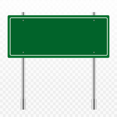 Blank green road sign or Empty traffic isolated on transparent. vector illustration