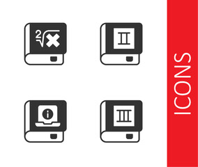 Set Book, with mathematics, User manual and icon. Vector