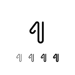 Digital technology font rounded alphabet, including set from five of different thicknesses trendy number 1, modern minimal trendy vector illustration 10EPS