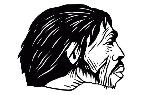 recommend clip art: Neanderthal men - hand drawn vector illustration
