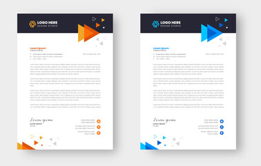 business letterhead design template with yellow and blue color 