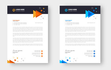 Obraz premium business letterhead design template with yellow and blue color 