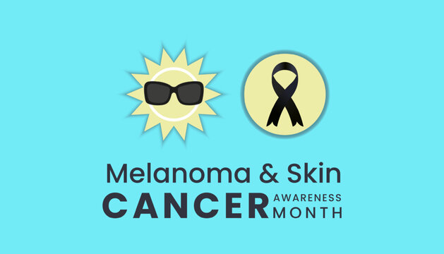 Melanoma and skin cancer awareness month observed each year in May,Exposure to ultraviolet (UV) rays causes most cases of melanoma. Melanoma and skin cancer awareness month template vector illustrator