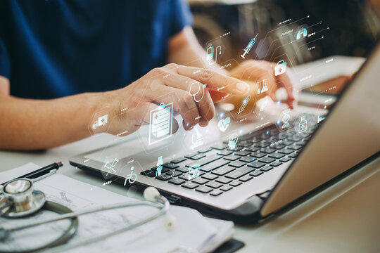 Medicine service innovation and technology, digital healthcare concept.