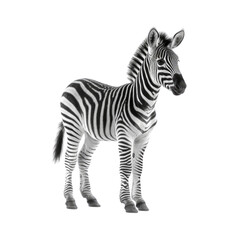 baby zebra isolated on a transparent background, generative ai