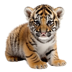 baby tiger isolated on a transparent background, generative ai