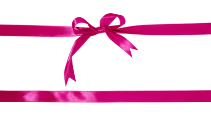 Gift wrapping design with pink ribbons and bow isolated on transparent background