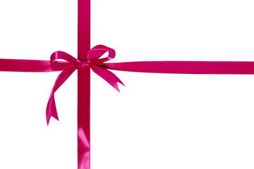 Gift wrapping design with pink ribbons and bow isolated on transparent background