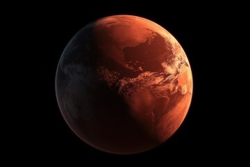 Reddish earth planet illustration, concept of global warming, post apocalyptic. Generative AI
