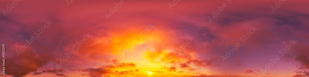 Wall mural blue evening sky seamless panorama spherical equirectangular 360 degree view with cumulus clouds, se