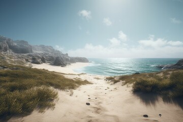 A minimalist landscape with a beach or coastline, Generative AI