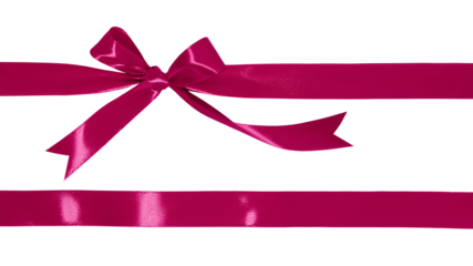Gift wrapping design with pink ribbons and bow isolated on transparent background