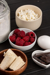 Cottage cheese and banana waffles with chocolate