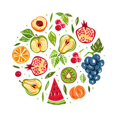 Juicy Fruit Design with Circle Composition Vector Template