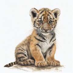 Obraz na płótnie Canvas tiger cub watercolor Generative AI