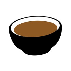 black bowl with soup illustration