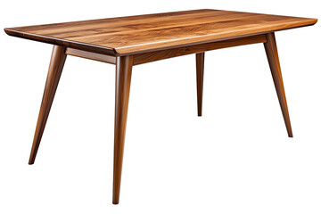 midcentury modern wood dining table isolated on transparent background