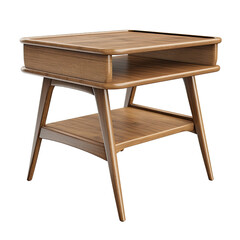 Fototapeta premium modern wooden side table isolated on a transparent background, generative ai