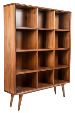 modern shelving unit isolated on a transparent background, generative ai