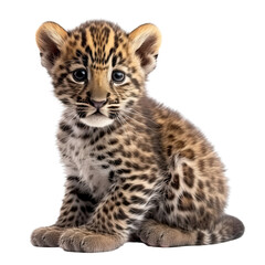 portrait of a leopard isolated on a transparent background, generative ai