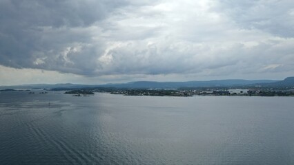 vue panoramique et aérienne du fjord d'Oslo
