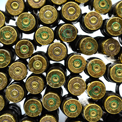 A belt made of cartridges and a machine-gun belt. Bandolier. War trophies from Bakhmut. War in Ukraine. Symbol of the fight for freedom.