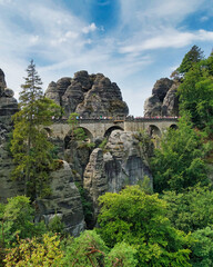 Fototapeta na wymiar Bastei Bridge in Saxon Switzerland, Germany