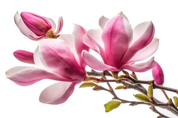 Fototapeta na wymiar Pink magnolia flowers on white background