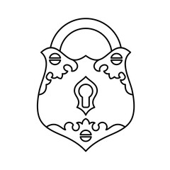 Unique Vintage Padlock Outline Icon