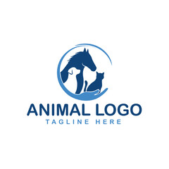 Vector cute pet shop logo vector icon illustration
