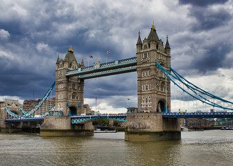 Tower Bridge in London on a cloudy day