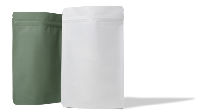 White and green cardboard packaging for tea. Branding and packaging mockup for tea, coffee, snacks on a transparent background