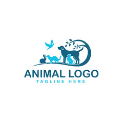 Vector cute pet shop logo vector icon illustration
