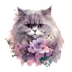 cat kitten watercolor illustration. Generative AI