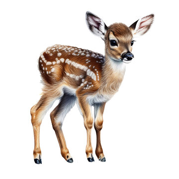 Fawn bambi watercolor illustration. Generative AI