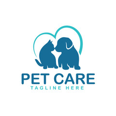 love pet care logo design template vector icon illustration free