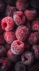 Fototapeta na wymiar Frozen Frosted Raspberries uplight
