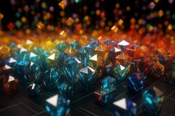 A colorful abstract design with diamonds or rhombuses, Generative AI
