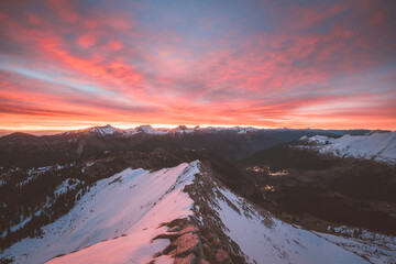 Fototapeta na wymiar Alpine sunrise on Agrafa mountains