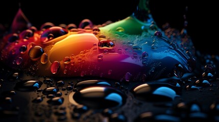 water drops on a glass surface colourful background
