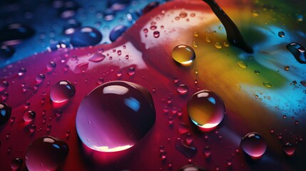 water drops on a glass surface colourful background