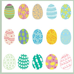 Vector set of easter eggs. Easter collection in flat design. Egg hunt.