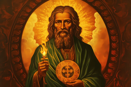 St. Jude, Patron Saint of Lost Causes. Generative ai. Illustration. Catholic religious. Painting.