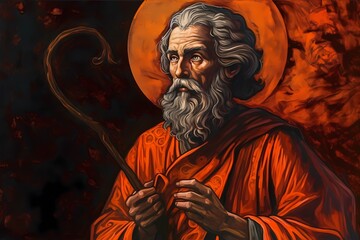 Fototapeta na wymiar St. Jude, Patron Saint of Lost Causes. Generative ai. Illustration. Catholic religious. Painting.