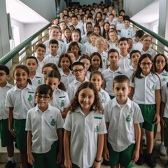 Fototapeta na wymiar Education for all: Academic success in Brazilian primary schools, estudantes brasileiros na escola, generative ai