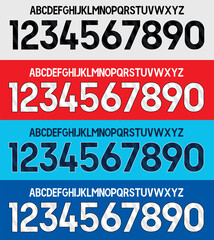 font vector england teams kit sport style font. england football style font 2024. sports style letters and numbers for soccer team - obrazy, fototapety, plakaty