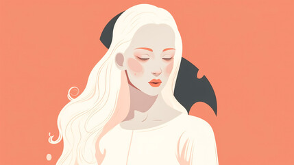 Illustration with an albino woman, generative AI. - obrazy, fototapety, plakaty