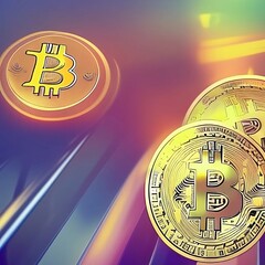 bitcoin coin on gradient background