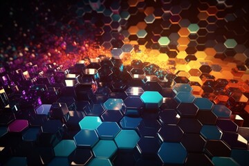 A colorful abstract design with hexagons, Generative AI